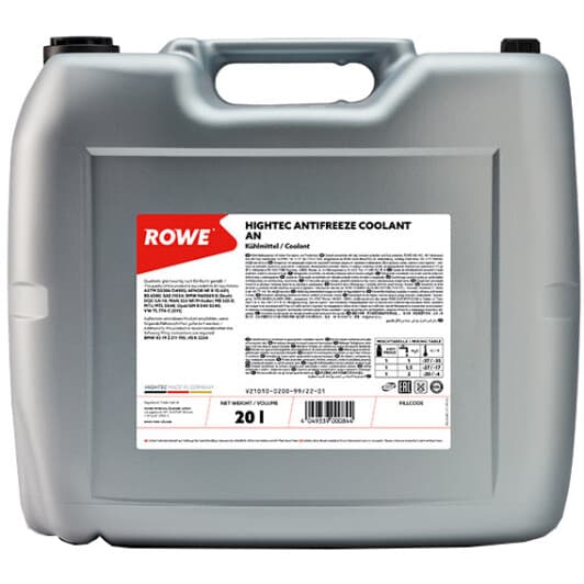Rowe Hightec Antifreeze AN G11 синий 20 л концентрат антифриза