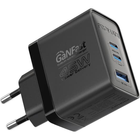 Мережевий зарядний пристрій Promate PowerPort-45 Series powerport-45.black 45 Вт