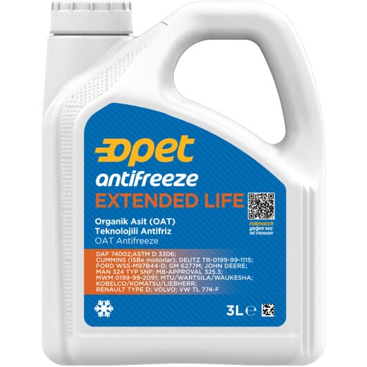 Opet Extended Life G12+ помаранчевий 3 л (601357862) концентрат антифризу