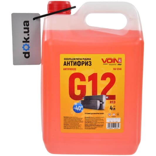 Voin G12 червоний -40 °C, 4 л (VA-1246) готовий антифриз