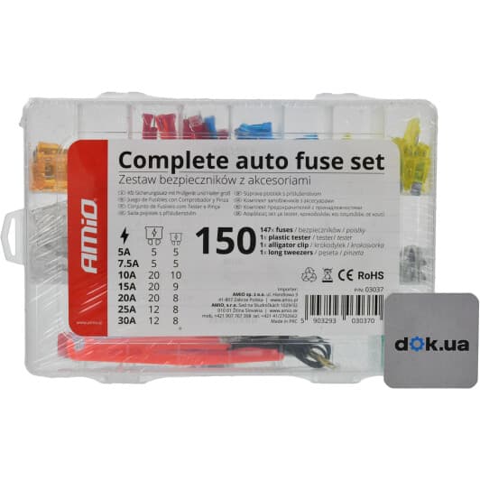 Набор предохранителей с экстрактором Amio 03037 FT FN midi (normal) + mini 150 шт.