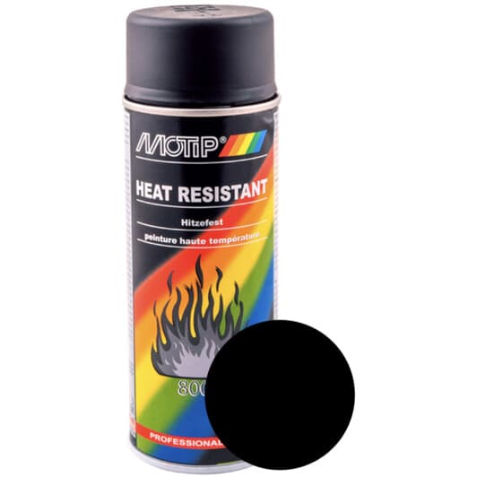 Аерозольна фарба Motip Heat Resistant Paint Black матова термостійка 400 мл