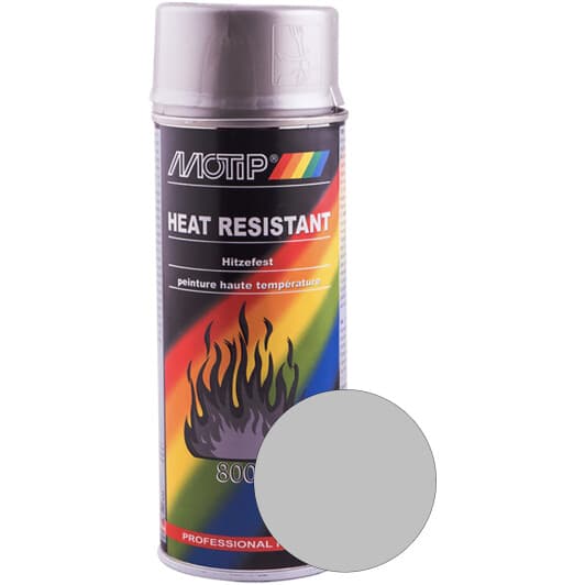 Аерозольна фарба Motip Heat Resistant Paint Silver матова термостійка 400 мл