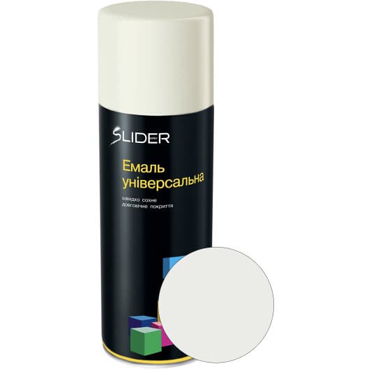 Аэрозольная краска Slider Универсальная сигнальный белый RAL 9003 глянцевая 400 мл