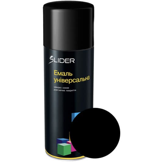 Аэрозольная краска Slider Универсальная черный янтарь RAL 9005 глянцевая 400 мл