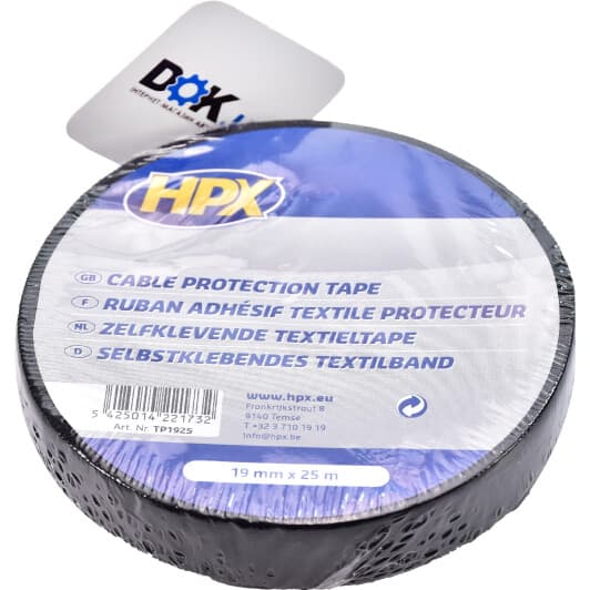Изолента HPX TP1925 черная на тканевой основе 19 мм x 25 м