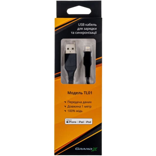 Кабель Grand-X TL01 USB - Apple Lightning 1 м