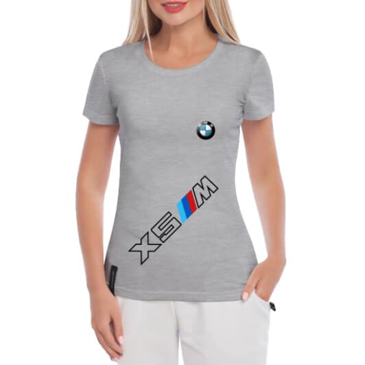 Футболка женская Globuspioner классическая BMW X5 M серая принт спереди