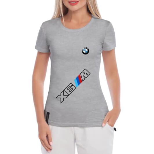 Футболка женская Globuspioner классическая BMW X6 M серая принт спереди