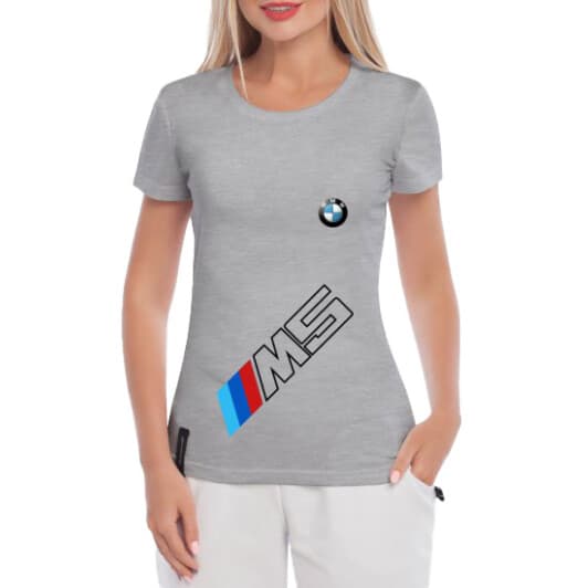Футболка женская Globuspioner классическая BMW M5 серая принт спереди