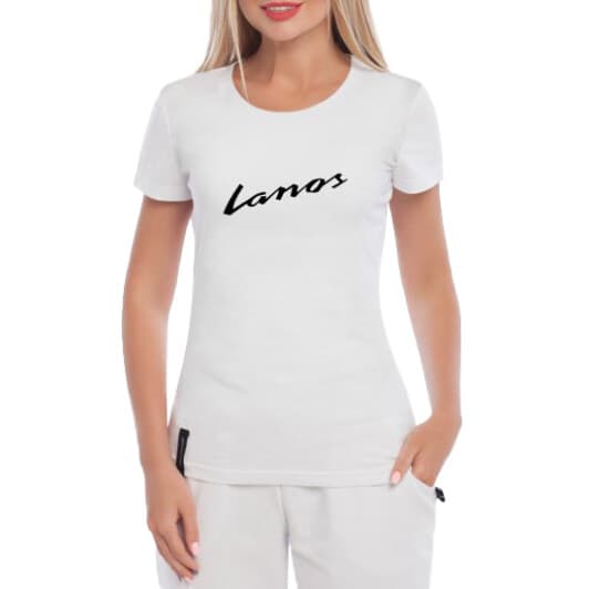 Футболка жіноча Globuspioner класична Daewoo Lanos біла принт спереду