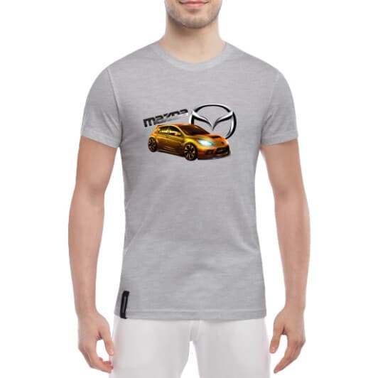 Футболка чоловіча Globuspioner класична Mazda 3 Gold сіра принт спереду
