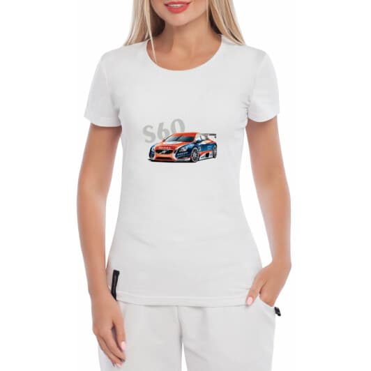 Футболка жіноча Globuspioner класична Volvo S60 біла принт спереду