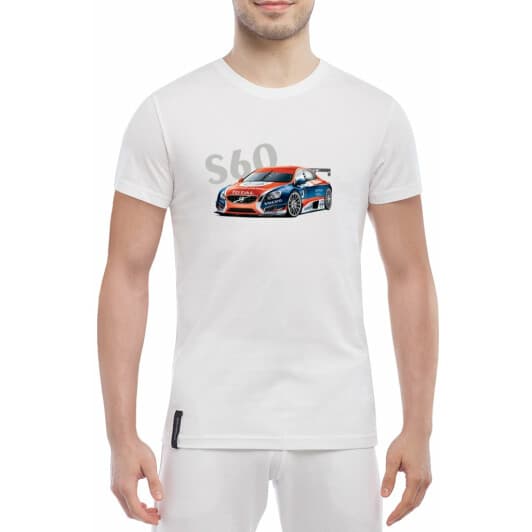 Футболка мужская Globuspioner классическая Volvo S60 белая принт спереди