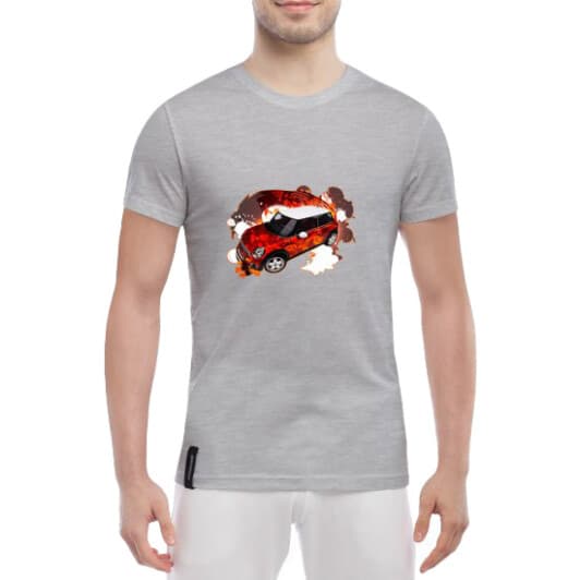 Футболка мужская Globuspioner классическая Mini Cooper 2 серая принт спереди