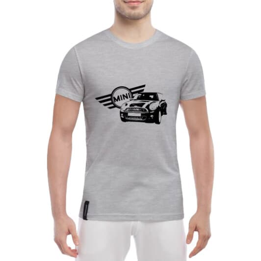 Футболка чоловіча Globuspioner класична Mini Cooper 3 сіра принт спереду