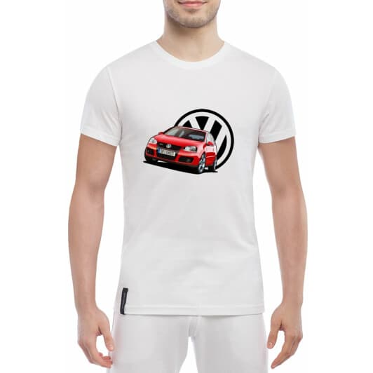 Футболка чоловіча Globuspioner класична VW Golf GTI біла принт спереду