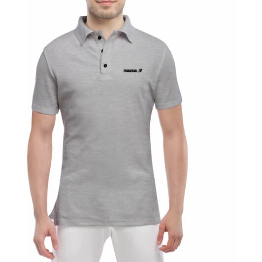 Футболка мужская Globuspioner поло Mazda 3 серая принт спереди