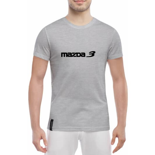 Футболка чоловіча Globuspioner класична Mazda 3 сіра принт спереду