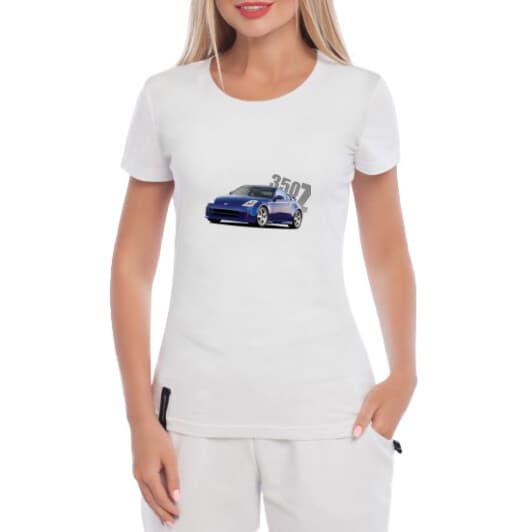 Футболка жіноча Globuspioner класична Nissan 350Z біла принт спереду