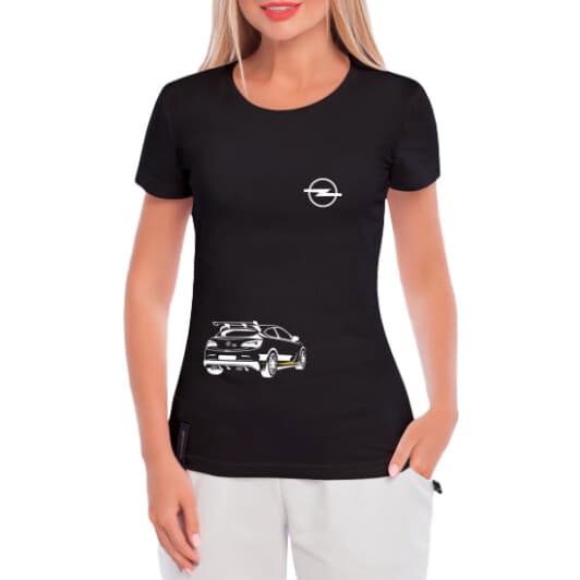 Футболка женская Globuspioner классическая Opel 100 черная принт спереди