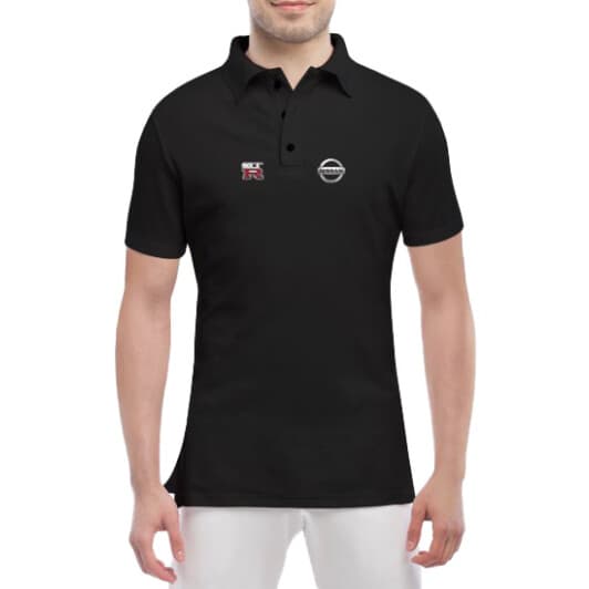Футболка чоловіча Globuspioner поло Nissan GTR чорна принт спереду