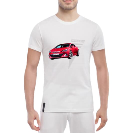 Футболка мужская Globuspioner классическая Opel Astra GTC белая принт спереди
