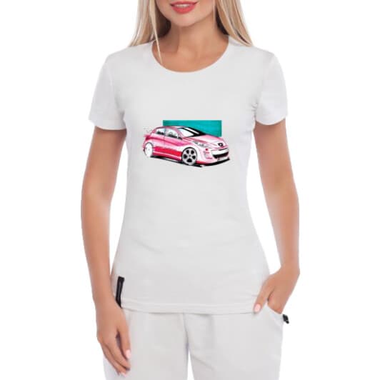 Футболка женская Globuspioner классическая Peugeot 308 белая принт спереди