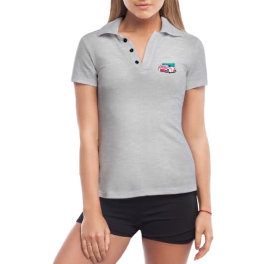 Футболка женская Globuspioner поло Peugeot 308 серая принт спереди