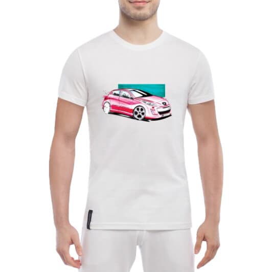 Футболка чоловіча Globuspioner класична Peugeot 308 біла принт спереду
