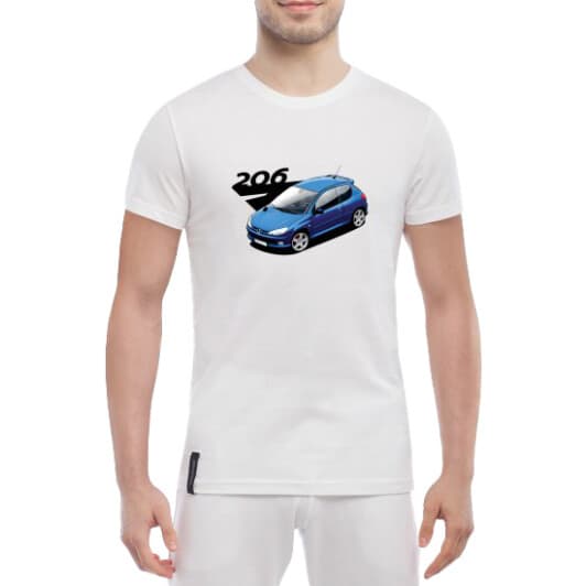 Футболка мужская Globuspioner классическая Peugoet 206 белая принт спереди