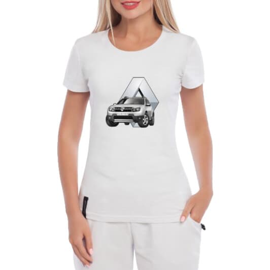 Футболка женская Globuspioner классическая Renault Duster белая принт спереди
