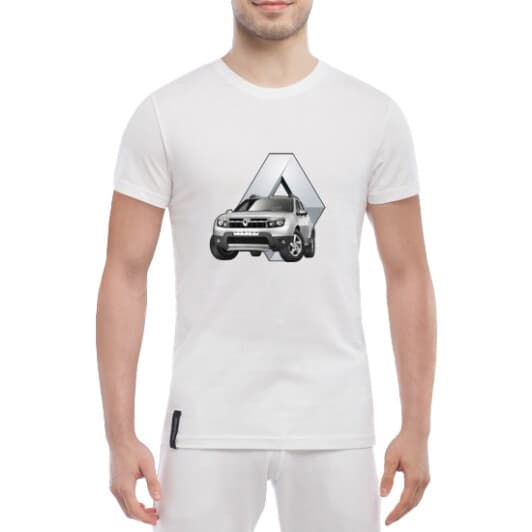 Футболка мужская Globuspioner классическая Renault Duster белая принт спереди