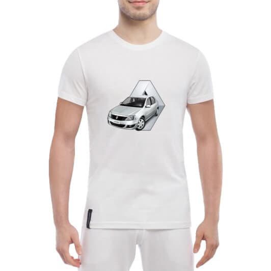 Футболка чоловіча Globuspioner класична Renault Logan Silver біла принт спереду