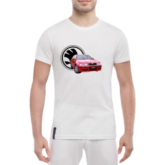 Футболка мужская Globuspioner классическая Skoda Octavia белая принт спереди