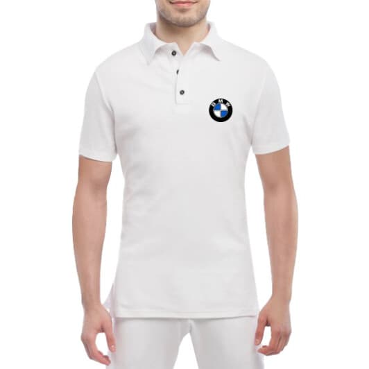 Футболка чоловіча Globuspioner поло BMW Retro Logo біла принт спереду