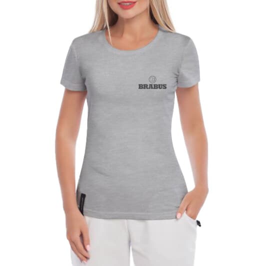 Футболка жіноча Globuspioner класична Brabus Logo сіра принт спереду