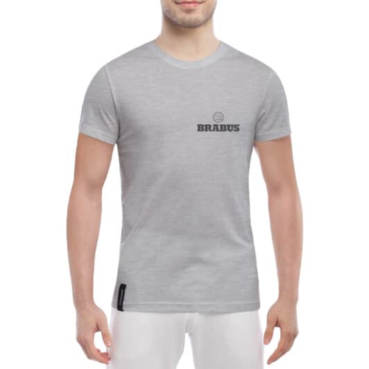Футболка чоловіча Globuspioner класична Brabus Logo сіра принт спереду
