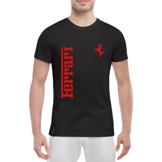 Футболка мужская Globuspioner классическая Ferrari Logo черная принт спереди