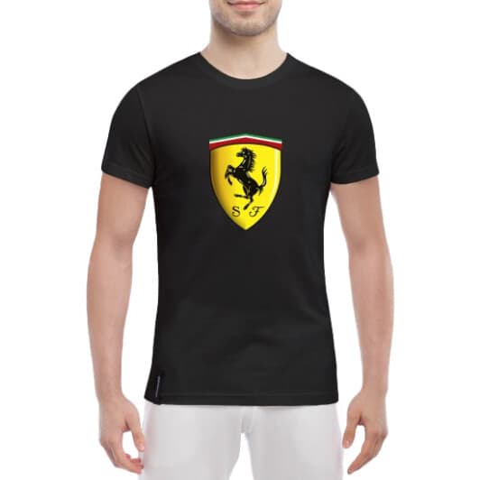 Футболка чоловіча Globuspioner класична Ferrari Logo 3D чорна принт спереду