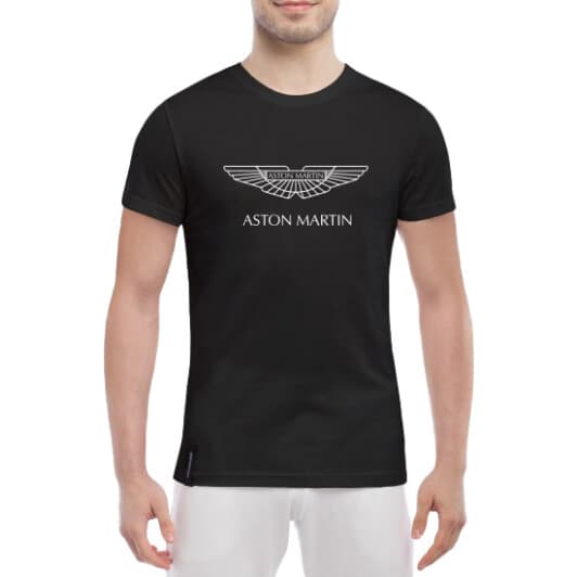 Футболка мужская Globuspioner классическая Aston Martin Logo White черная принт спереди