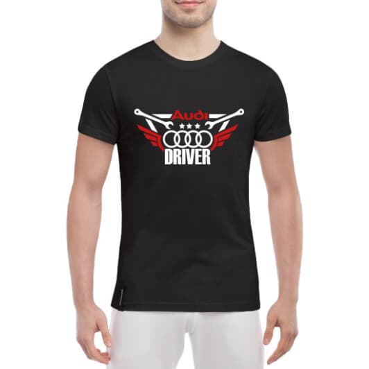 Футболка чоловіча Globuspioner класична Audi Driver чорна принт спереду