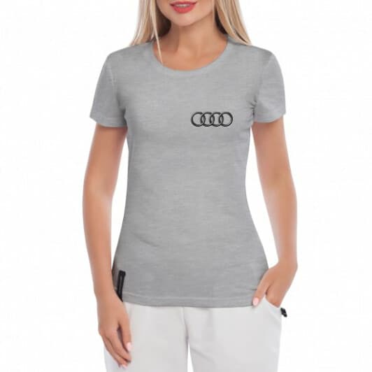 Футболка женская Globuspioner классическая Audi Logo серая принт спереди