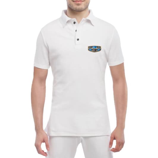 Футболка чоловіча Globuspioner поло Geely Logo 3D біла принт спереду