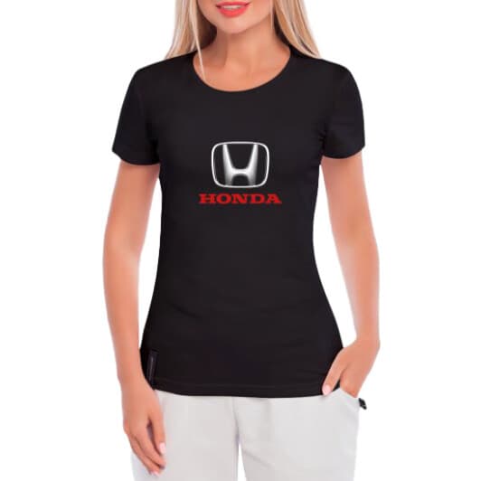 Футболка жіноча Globuspioner класична Honda Big Logo Red чорна принт спереду