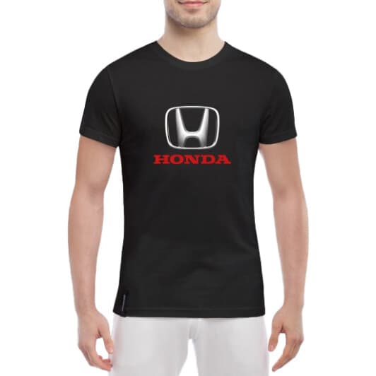 Футболка мужская Globuspioner классическая Honda Big Logo Red черная принт спереди