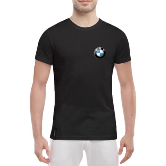 Футболка мужская Globuspioner классическая BMW Logo черная принт спереди