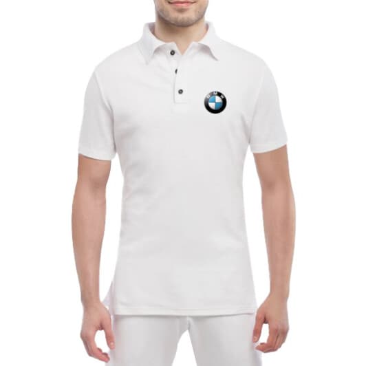 Футболка мужская Globuspioner поло BMW Logo белая принт спереди