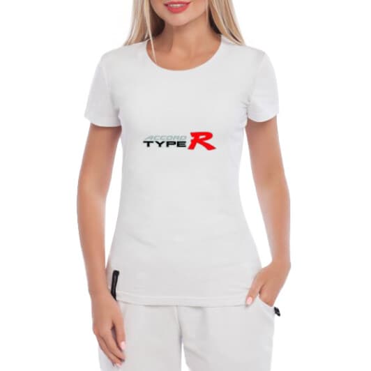 Футболка женская Globuspioner классическая Accord Type R белая принт спереди