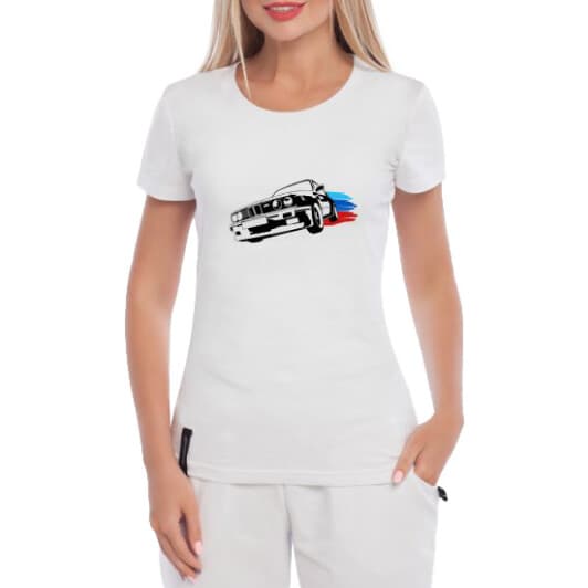 Футболка женская Globuspioner классическая BMW M3 белая принт спереди